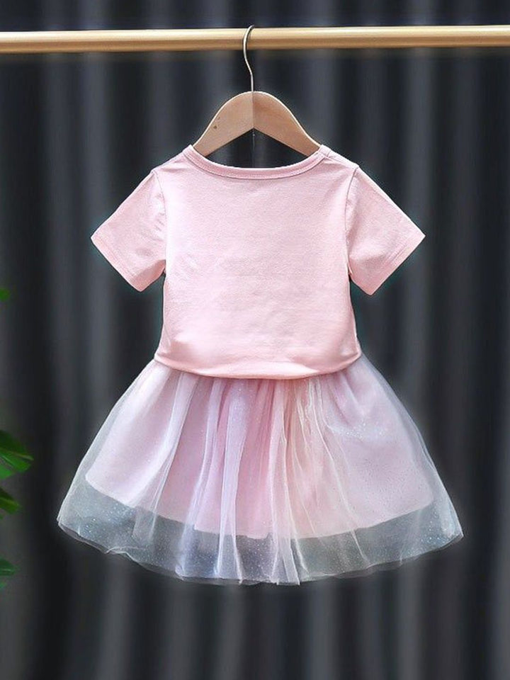 YK Girls Printed T-shirt with Skirt