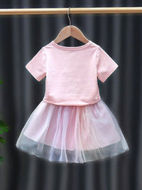YK Girls Printed T-shirt with Skirt