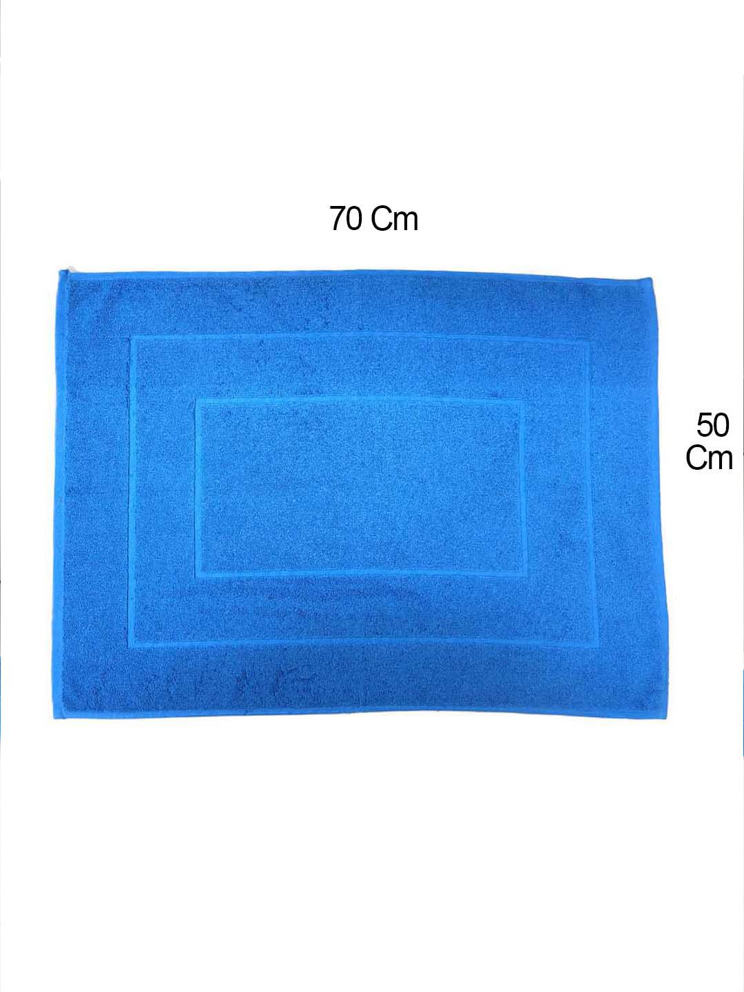 BOMBAY DYEING Blue Pure Cotton Anti Skid 450 GSM Bath Rugs