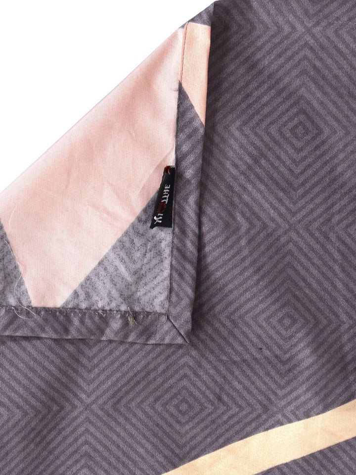 KLOTTHE Unisex Grey Geometric Cotton Blend Single Bedsheet with Pillow Cover