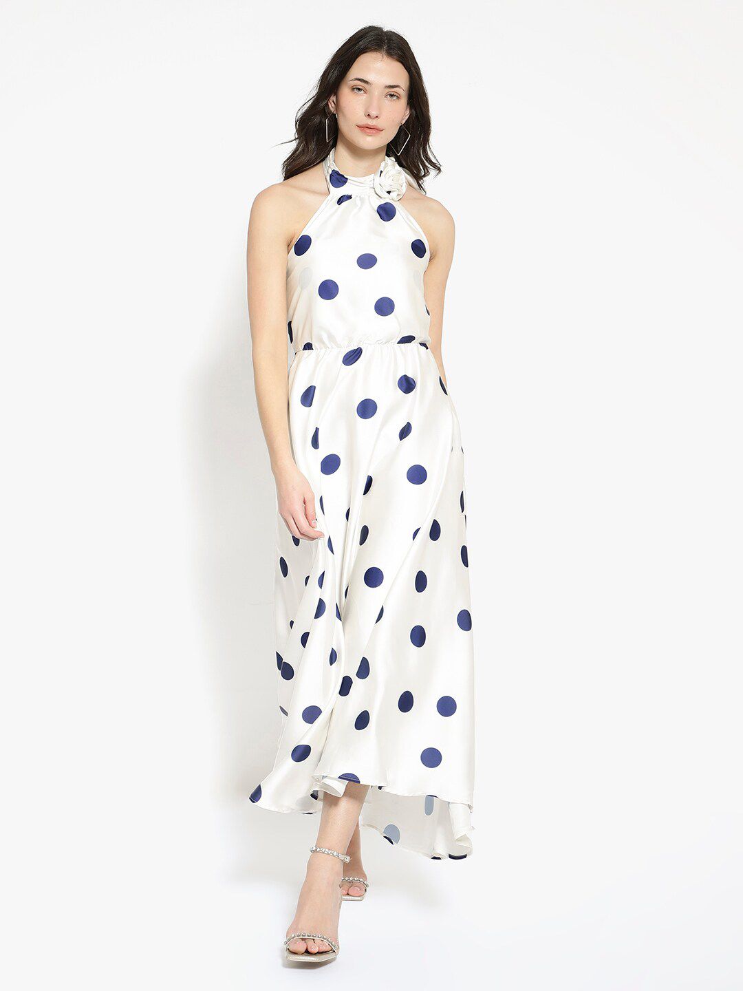 RAREISM Polka Dot Printed Halter Neck Maxi Dress