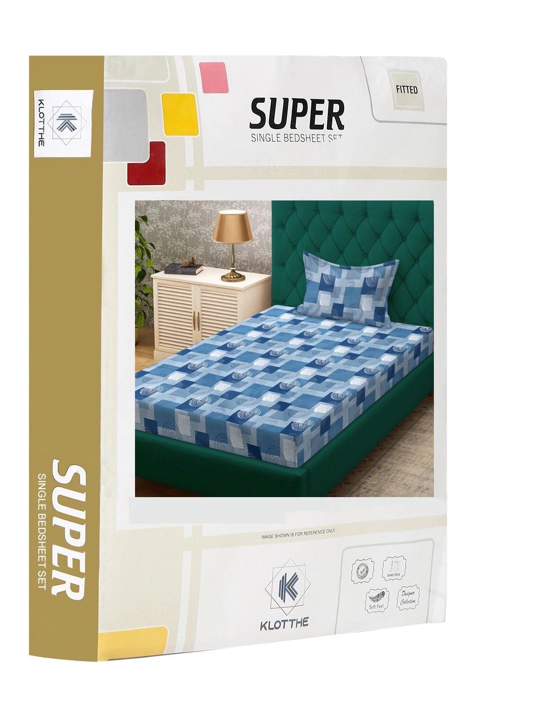 Moda Rapido X KLOTTHE Blue & White Geometric 400 TC Single Bedsheet with 1 Pillow Covers