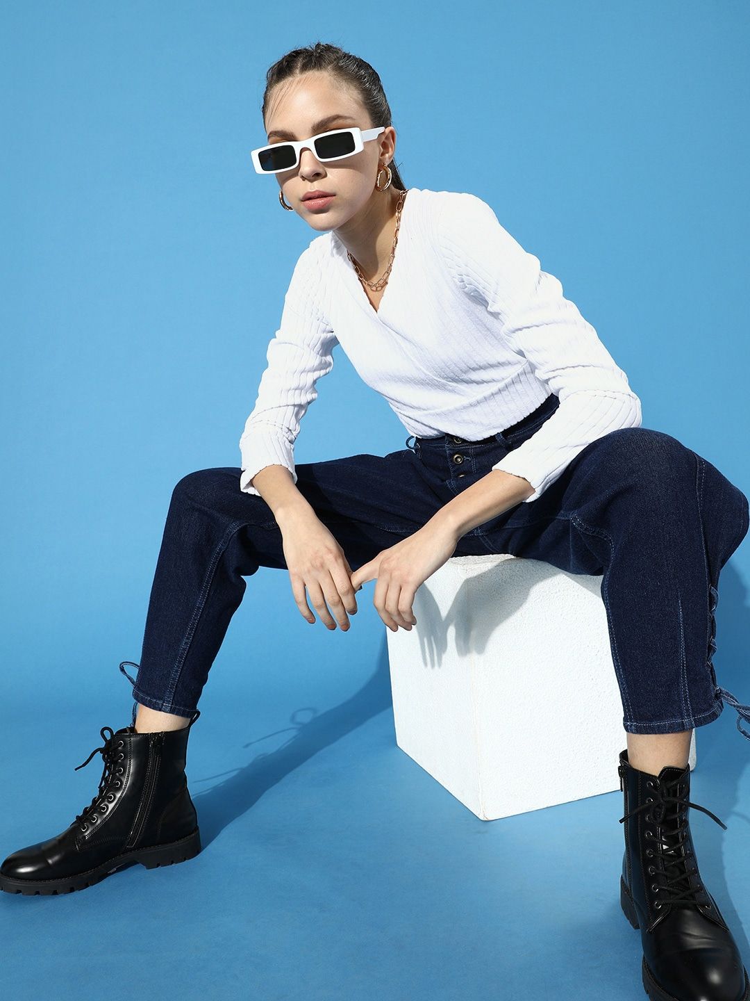 STREET 9 Women Classic White Solid Cropped Top