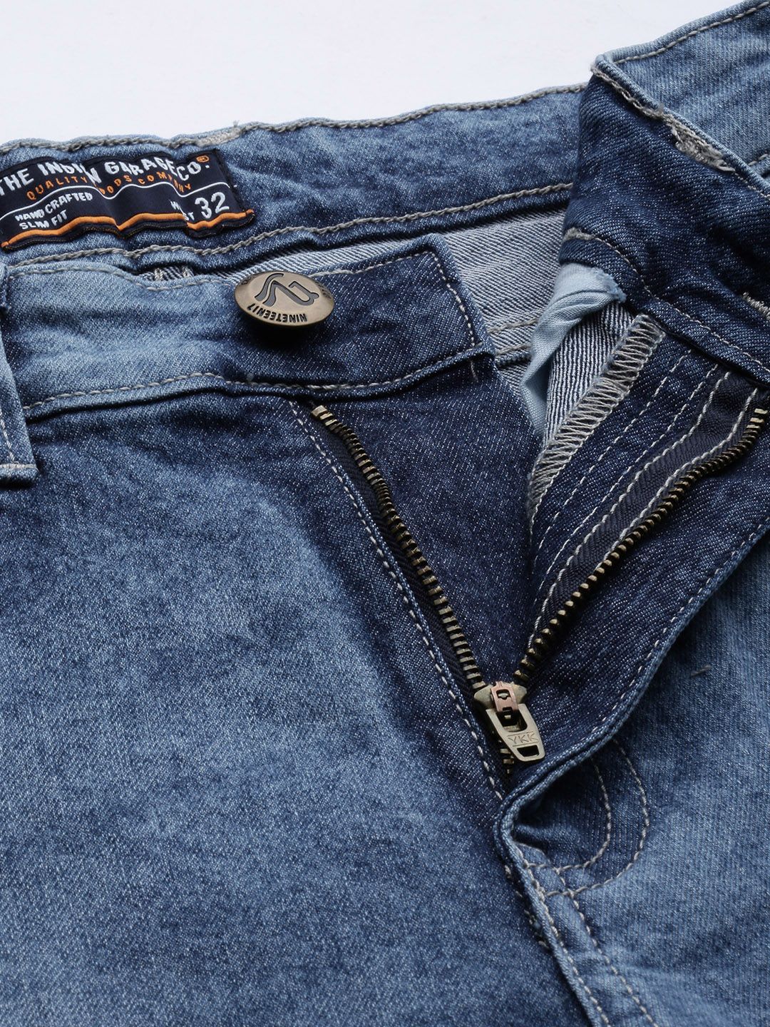 The Indian Garage Co Men Blue Slim Fit Light Fade Stretchable Jeans
