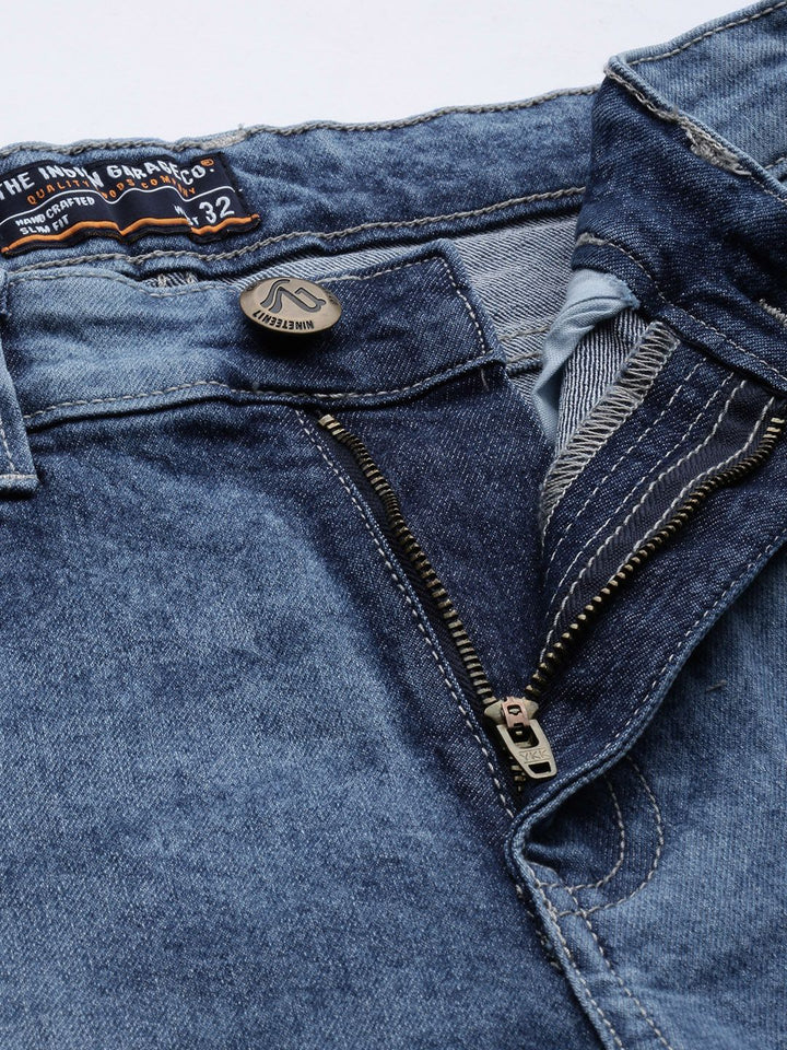 The Indian Garage Co Men Blue Slim Fit Light Fade Stretchable Jeans