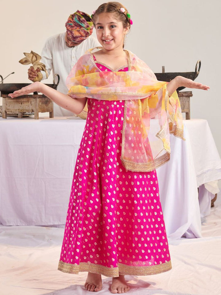 pspeaches Girls Ethnic Motifs Regular Kurta with Trousers & Dupatta
