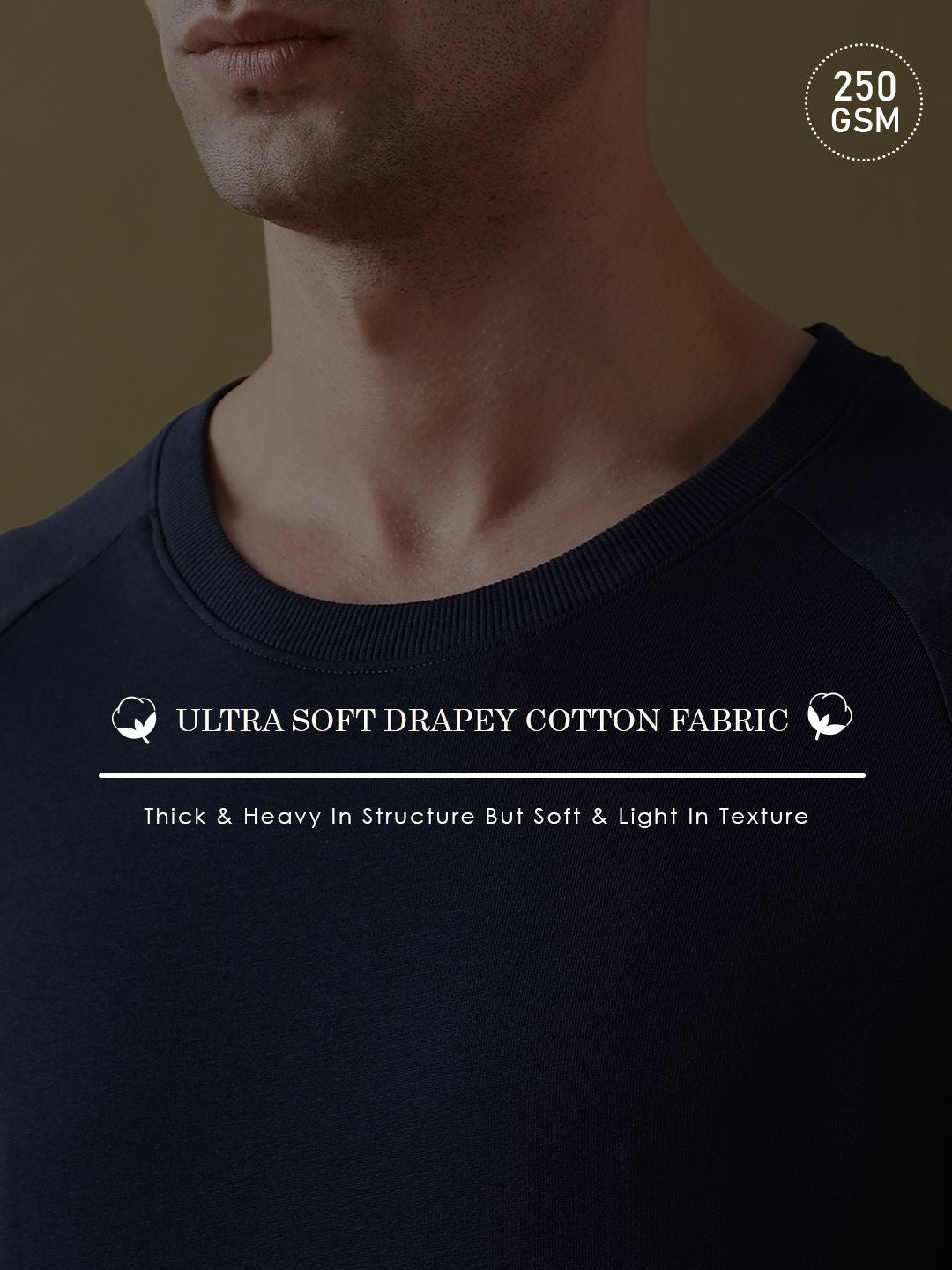 DILLINGER Men Solid Ultra Soft Drapey Cotton Raglan T-Shirt