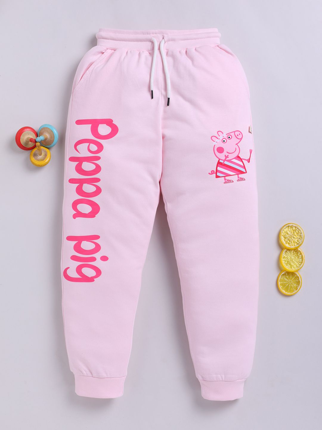 Happy Faces Girls Peppa Babi Bercetak Joggers Kapas Tulen