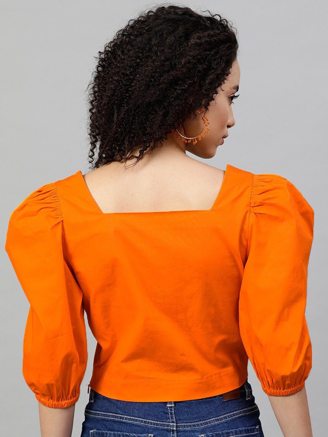 STREET 9 Orange Solid Blouson Top