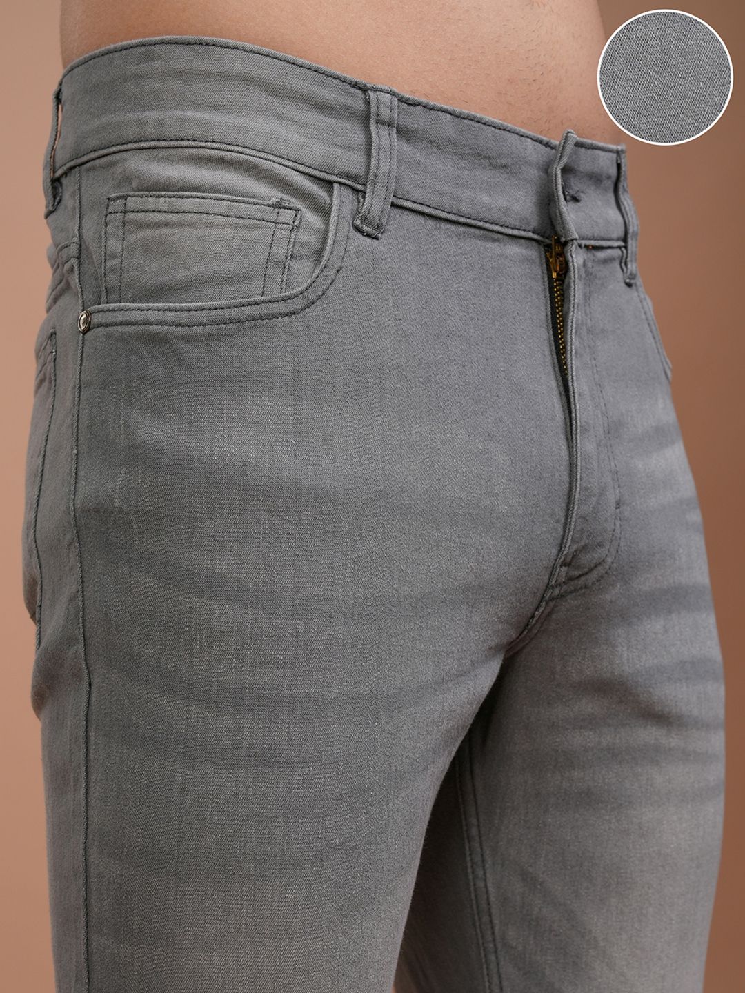 HIGHLANDER Men Grey Slim Fit Mid-Rise Clean Look Stretchable Jeans