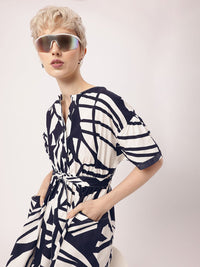 DressBerry Pockets A-Line Mini Dress With Fabric Belt