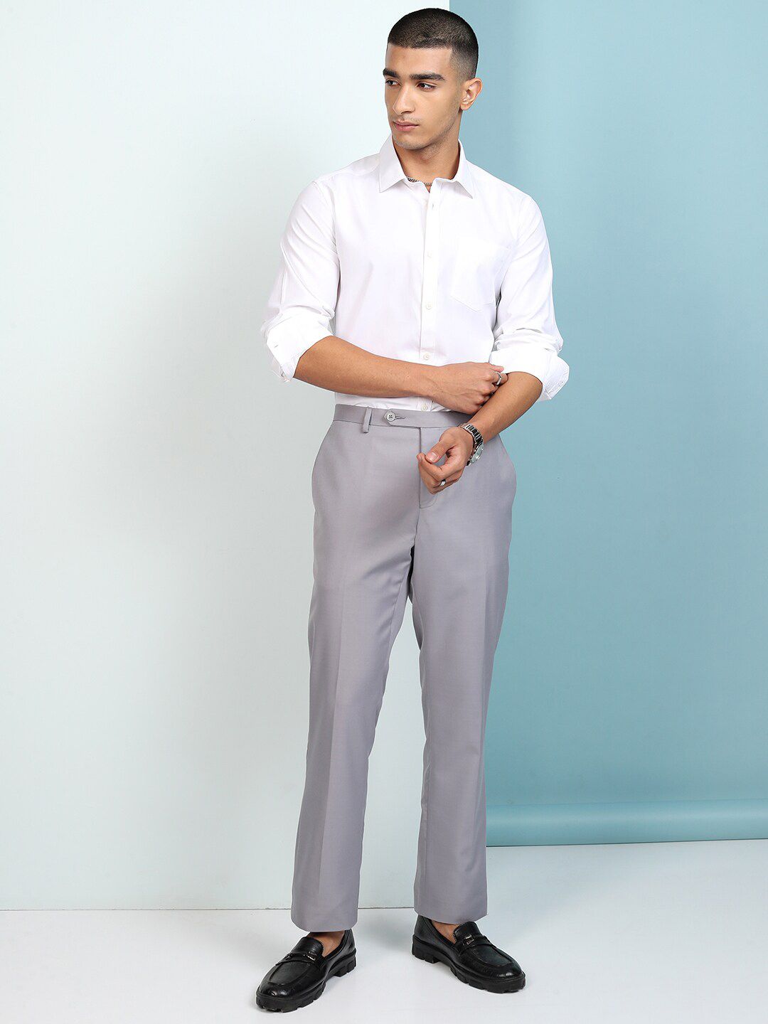 HIGHLANDER Regular Fit Button Down Collar Full Sleeve Satin Shirt