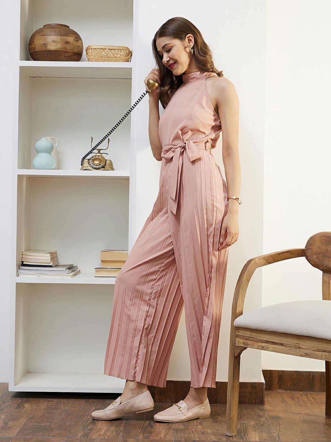 Berrylush Pink Sleeveless Culotte Jumpsuit