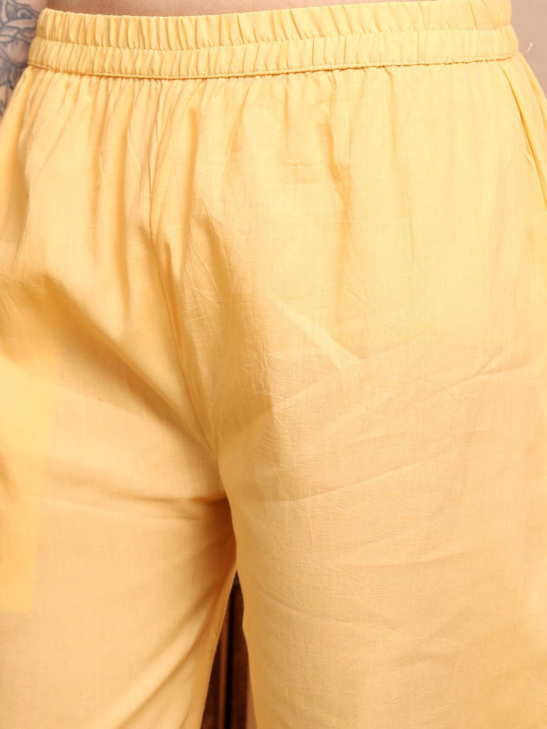 Vishudh Orange Printed Thread Work Pure Cotton Straight Kurta WithTrousers & Dupatta