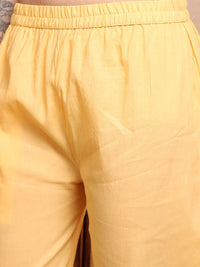 Vishudh Orange Printed Thread Work Pure Cotton Straight Kurta WithTrousers & Dupatta