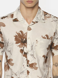 Bene Kleed Men Beige & Brown Slim Fit Printed Casual Shirt
