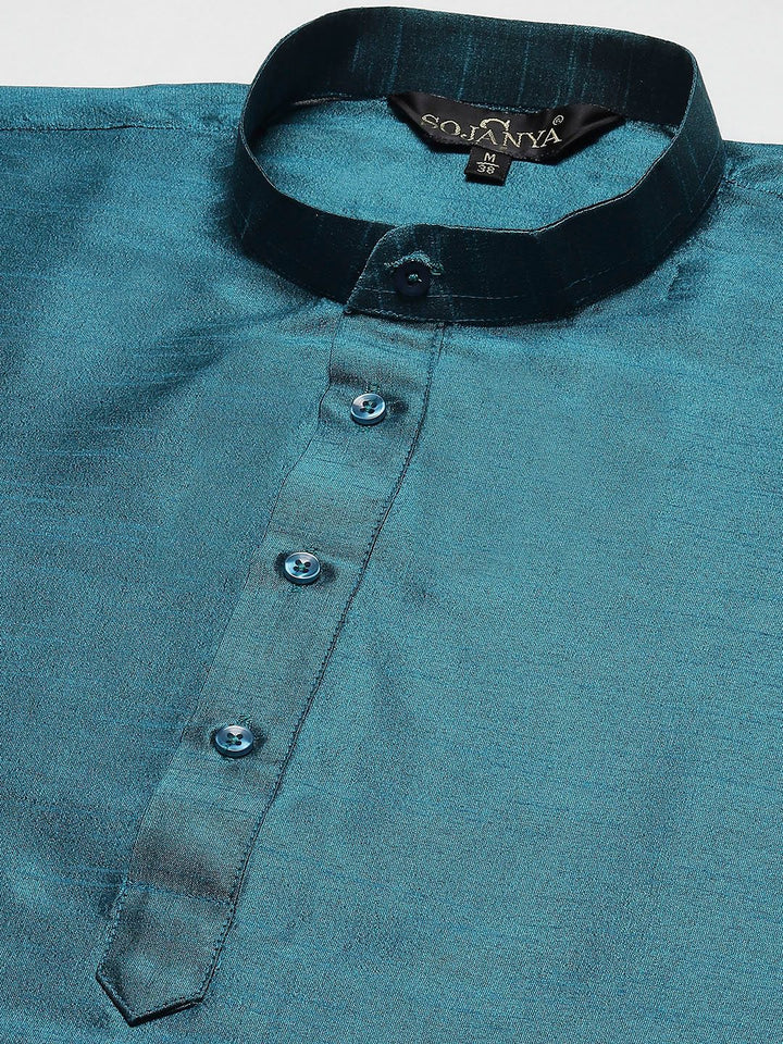 SOJANYA Kurta Rekaan Tenunan Lelaki dengan Churidar dengan Jaket Nehru