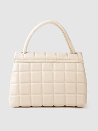 Lino Perros Women Cream-Coloured Quilted Satchel