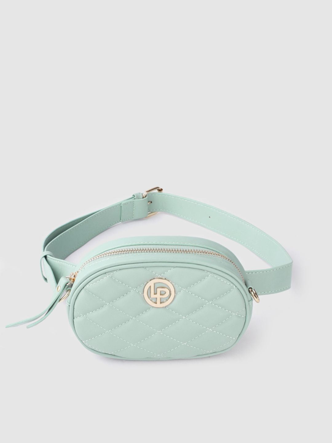 Lino Perros Women Mint Green Quilted Sling Bag Cum Fanny Pack