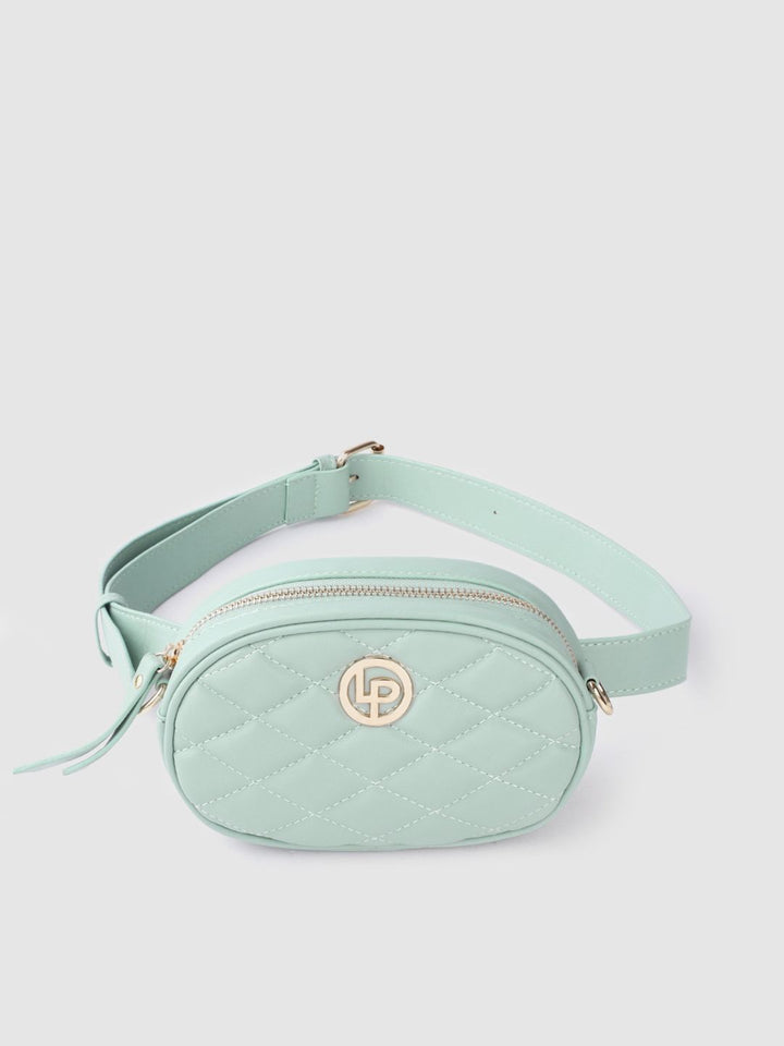 Lino Perros Women Mint Green Quilted Sling Bag Cum Fanny Pack