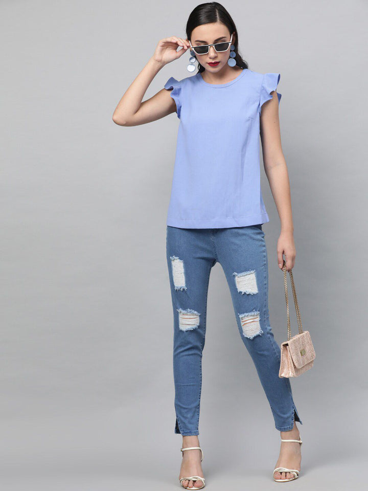 STREET 9 Women Blue Skinny Fit Mid-Rise Highly Distressed Stretchable Jeans