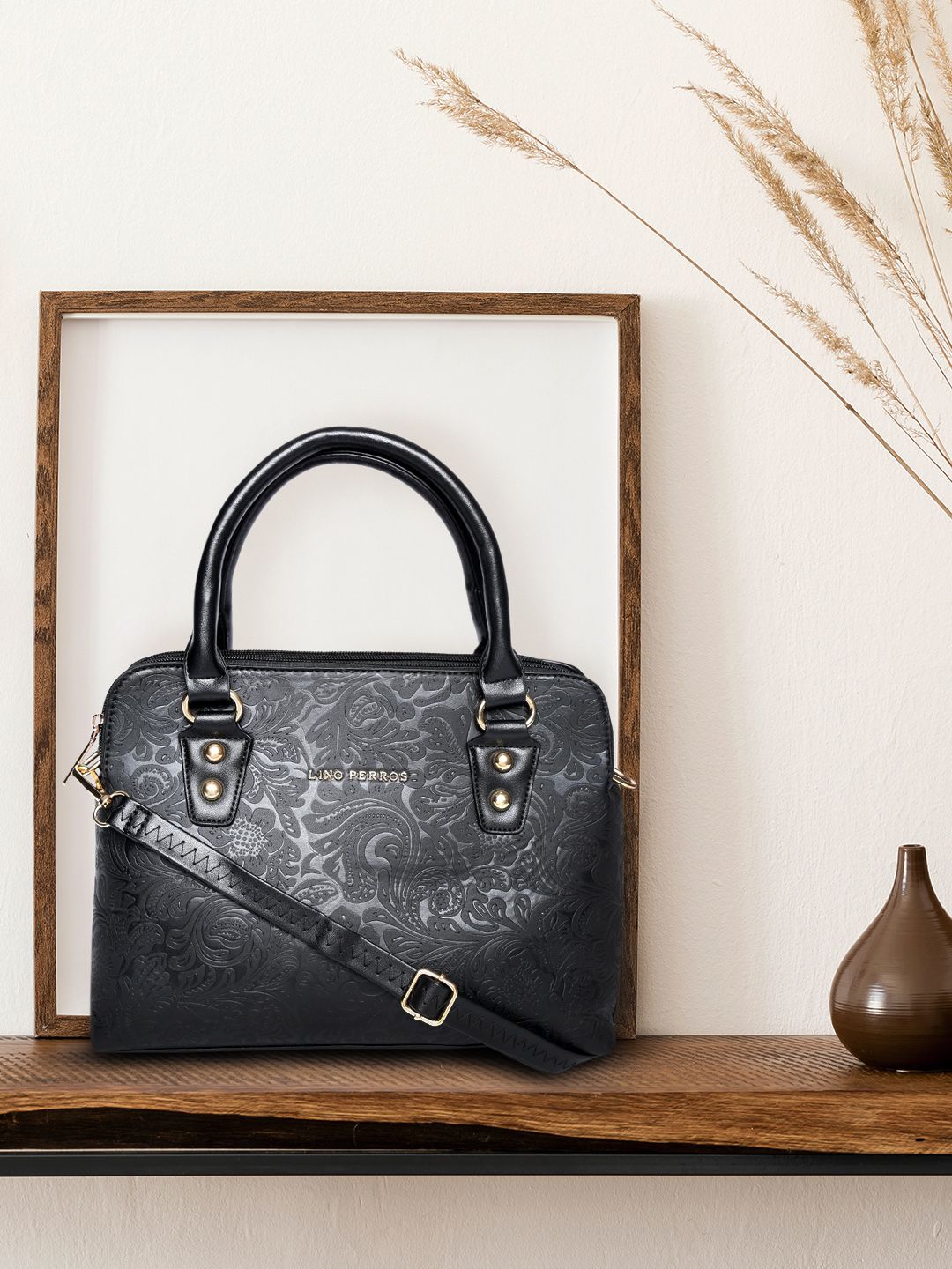 Lino Perros Black Textured Handheld Bag