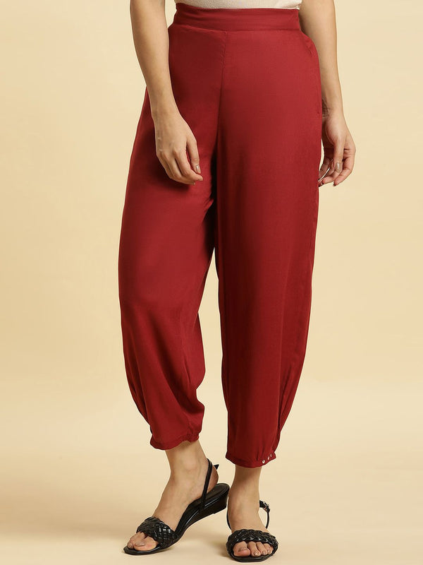 W Women Straight Fit Mid-Rise Plain Cropped Trousers