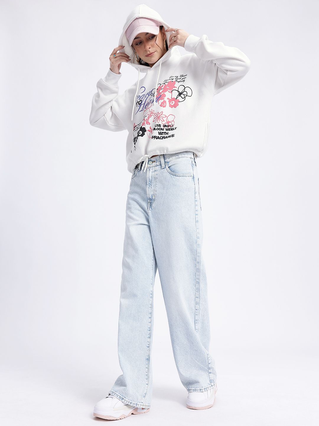 DressBerry Snug Life Printed Hooded Sweatshirt