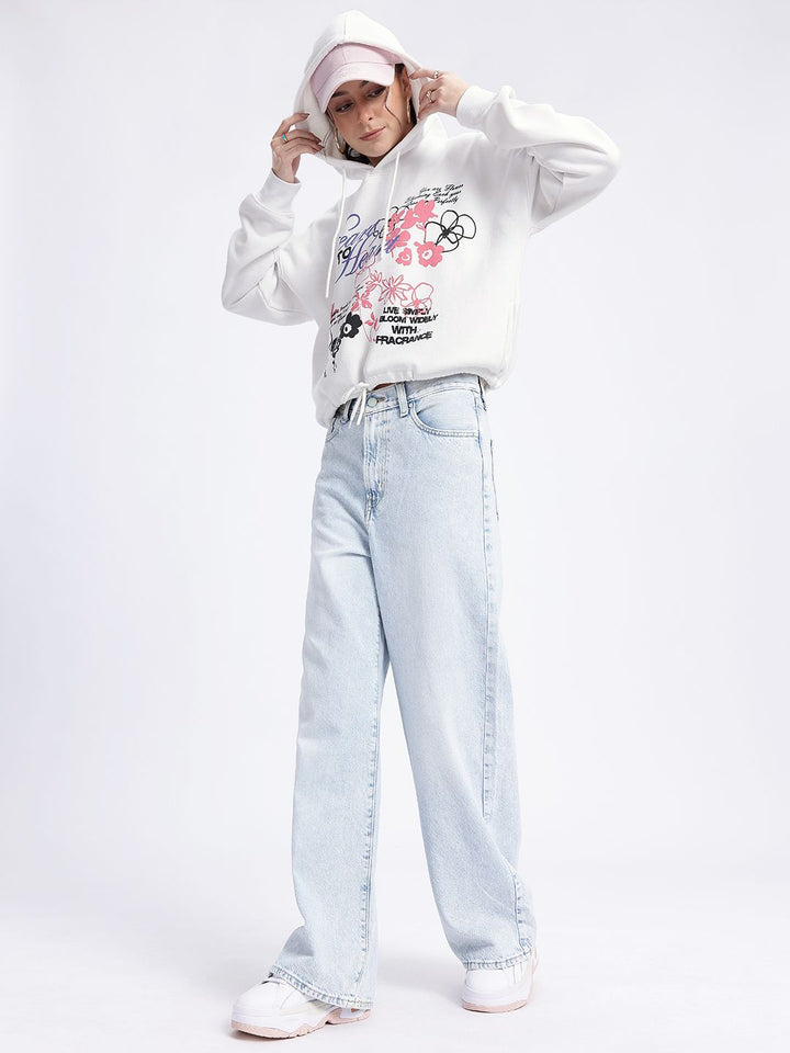 DressBerry Snug Life Printed Hooded Sweatshirt