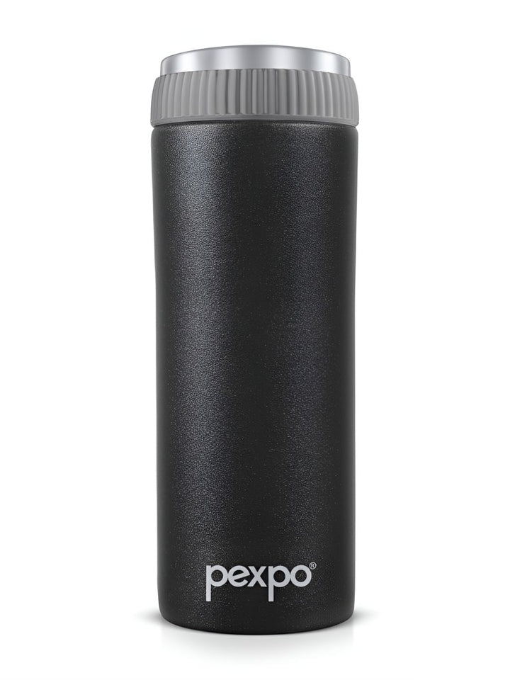 Pexpo Black CRYPTO-ISI Certified Thermosteel Hot and Cold flask Insulated tumbler 430ml