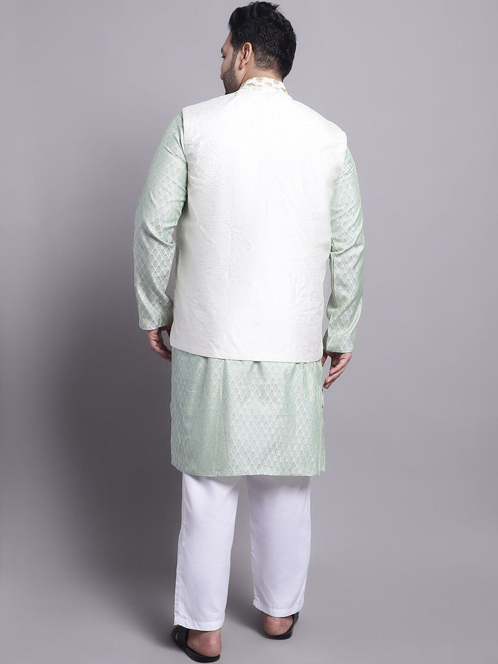 SOJANYA PLUS Ethnic Motifs Woven Design Regular Kurta With Pyjamas & Nehru Jacket