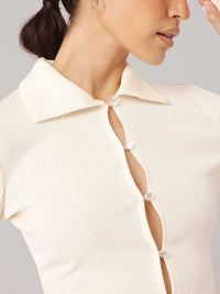 DressBerry Knits & Bits Front Button Textured Top
