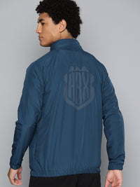 HRX by Hrithik Roshan Men Teal Blue Solid Football Rapid-Dry Sporty Jacket