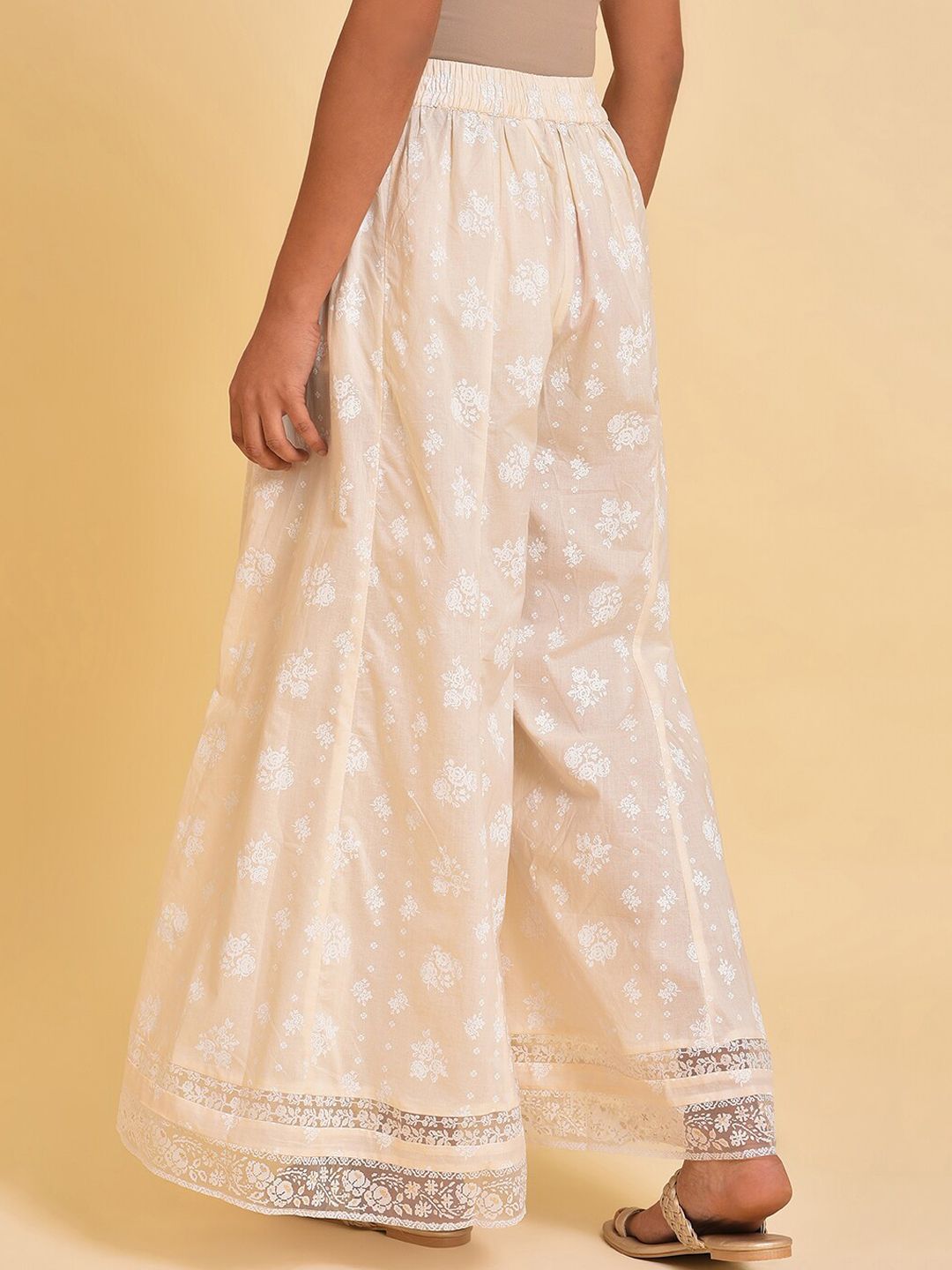 W Women Floral Printed Loose Fit Pure Cotton Trousers