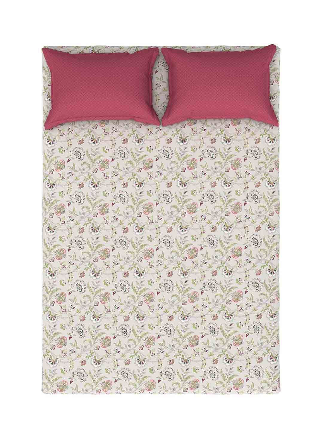 TRIDENT Doris Meadow Doris Flat 144TC Queen Cotton Bedsheet Set