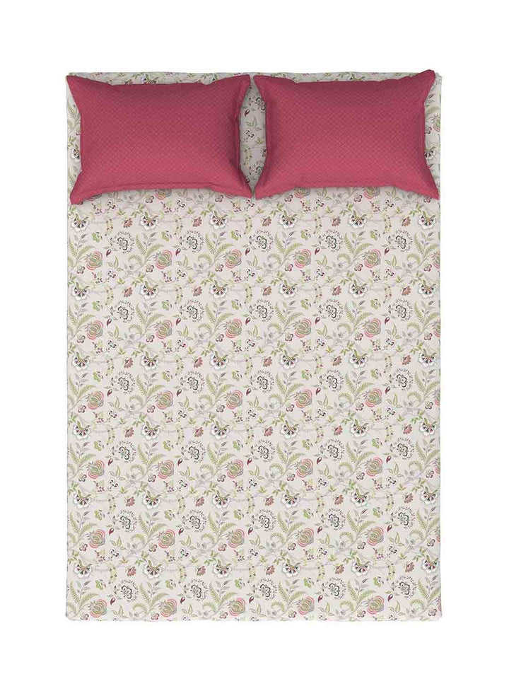 TRIDENT Doris Meadow Doris Flat 144TC Queen Cotton Bedsheet Set