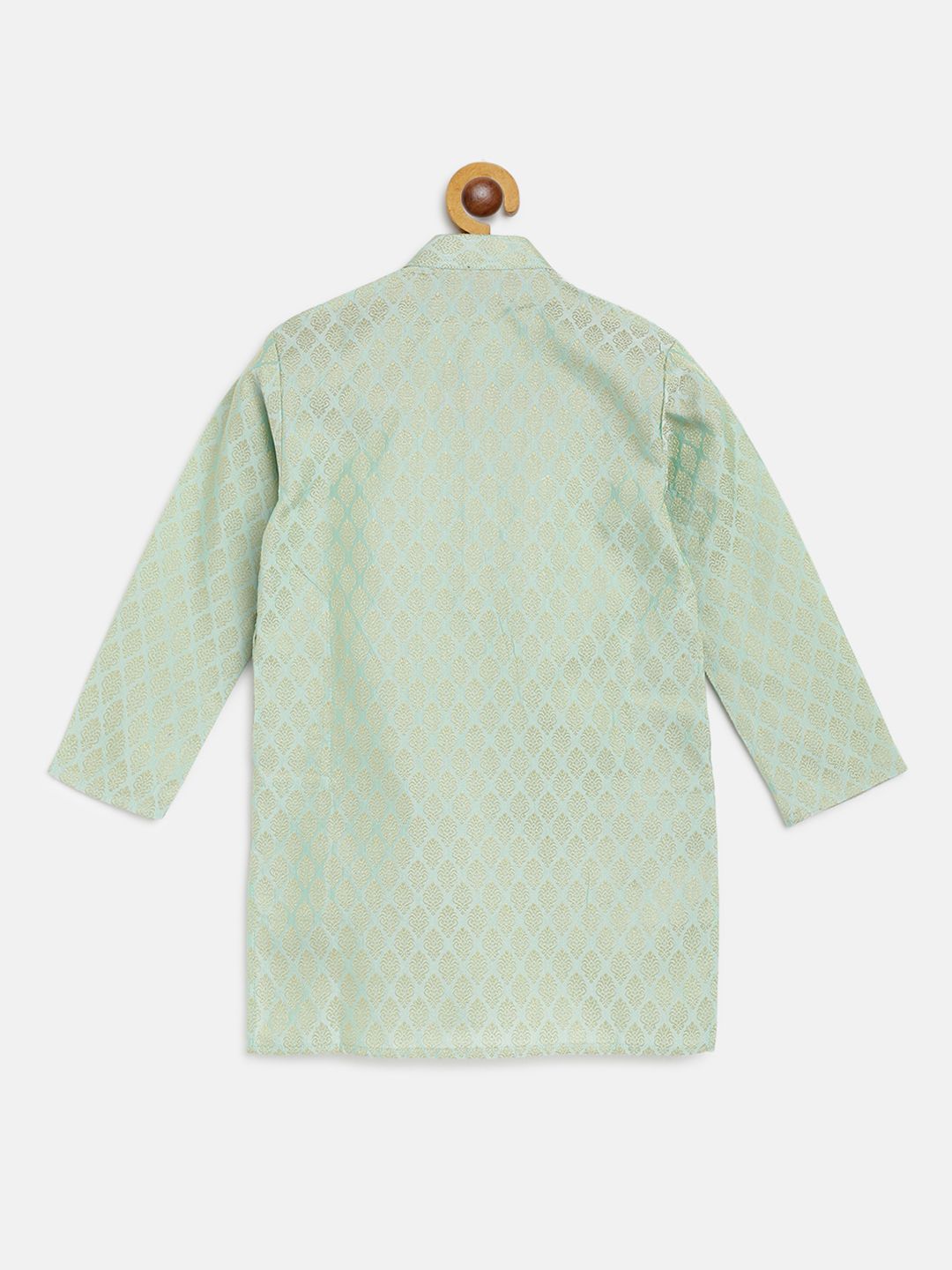 SOJANYA Boys Sea Green & Golden Jacquard Ethnic Patterned Straight Kurta