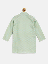 SOJANYA Boys Sea Green & Golden Jacquard Ethnic Patterned Straight Kurta