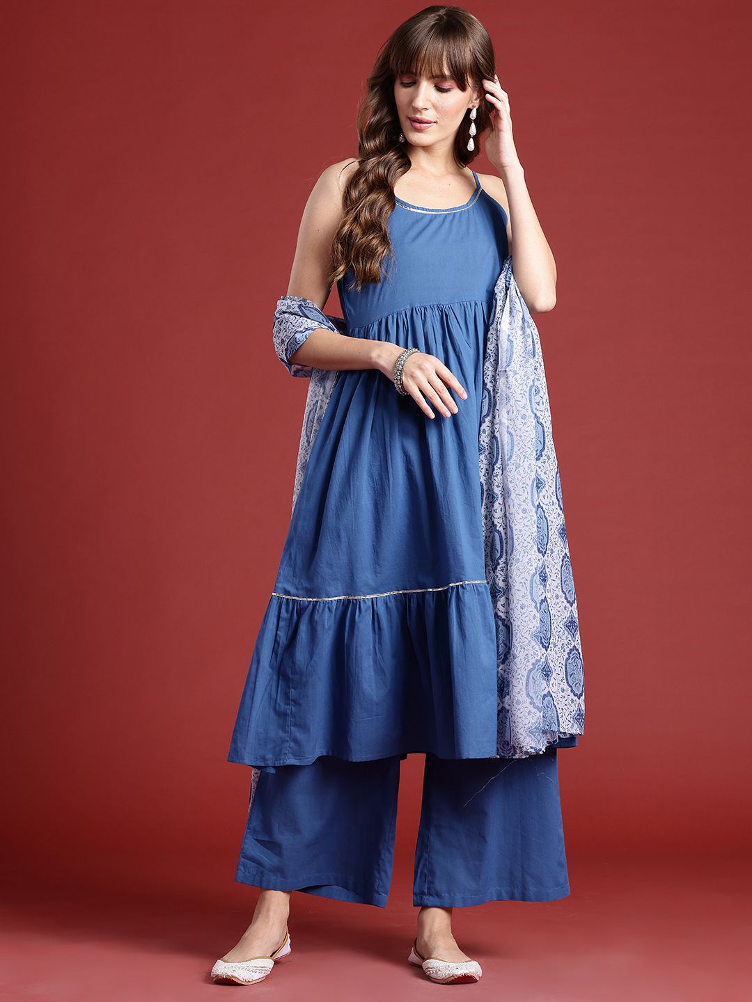 Anouk Empire Gotta Patti Pure Cotton Kurta with Palazzos & With Dupatta