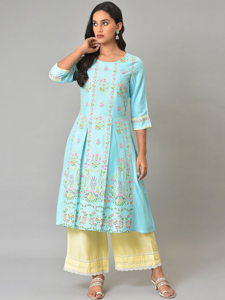 W Women Round Neck Floral Printed Kurta