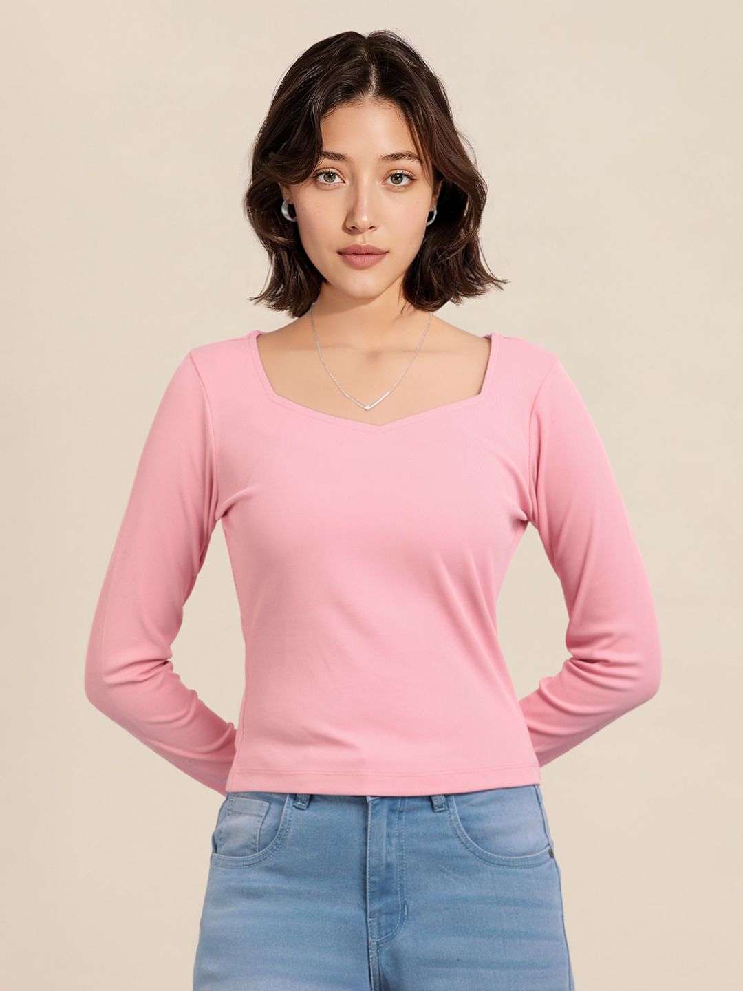 DressBerry Sweetheart Neck  Ribbed Top