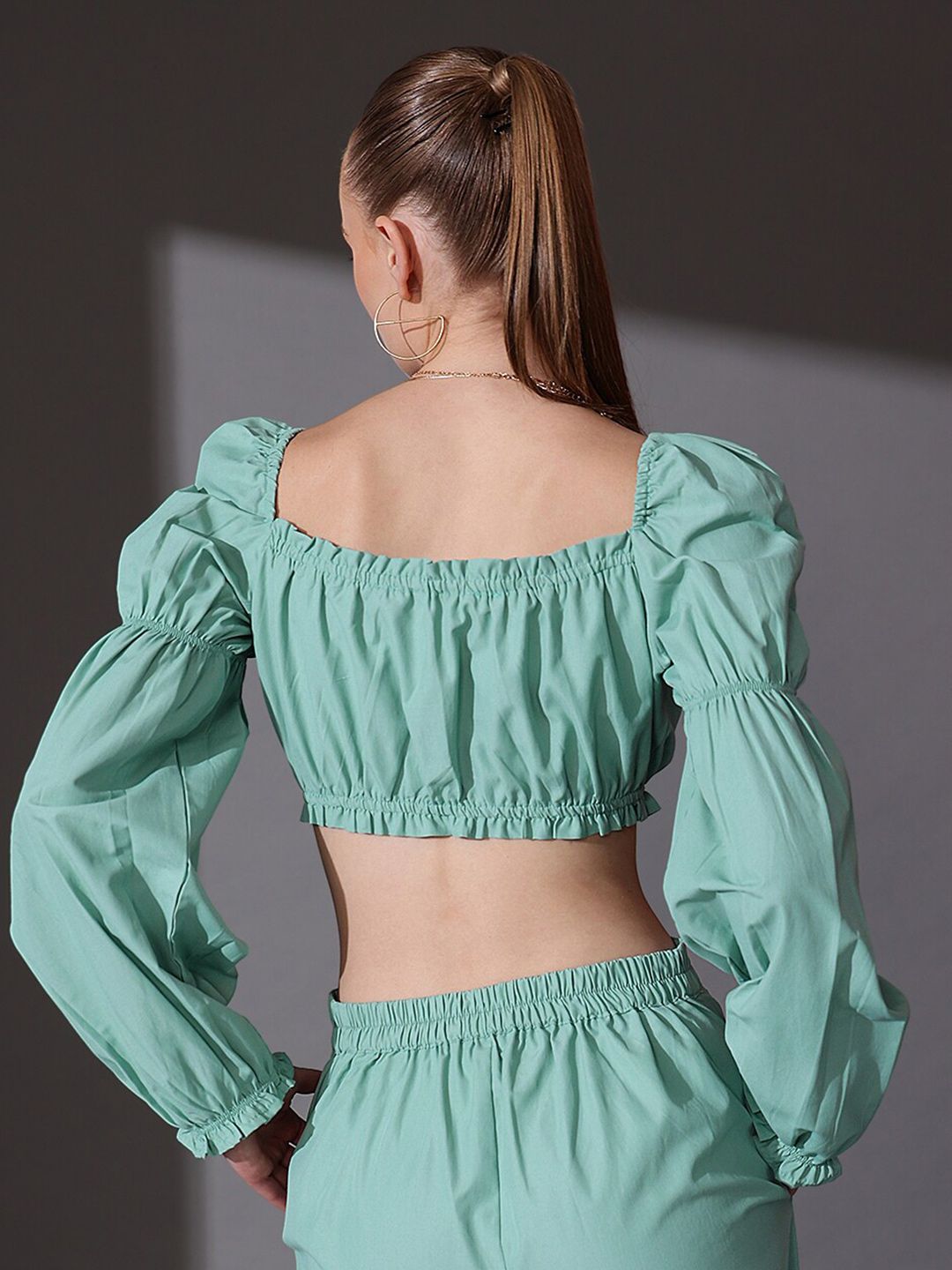 STREET 9 Sweetheart Neck Puff Sleeve Cotton Top