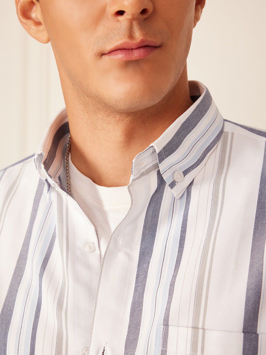 DENNISON Smart Striped Button-Down Collar Casual Shirt