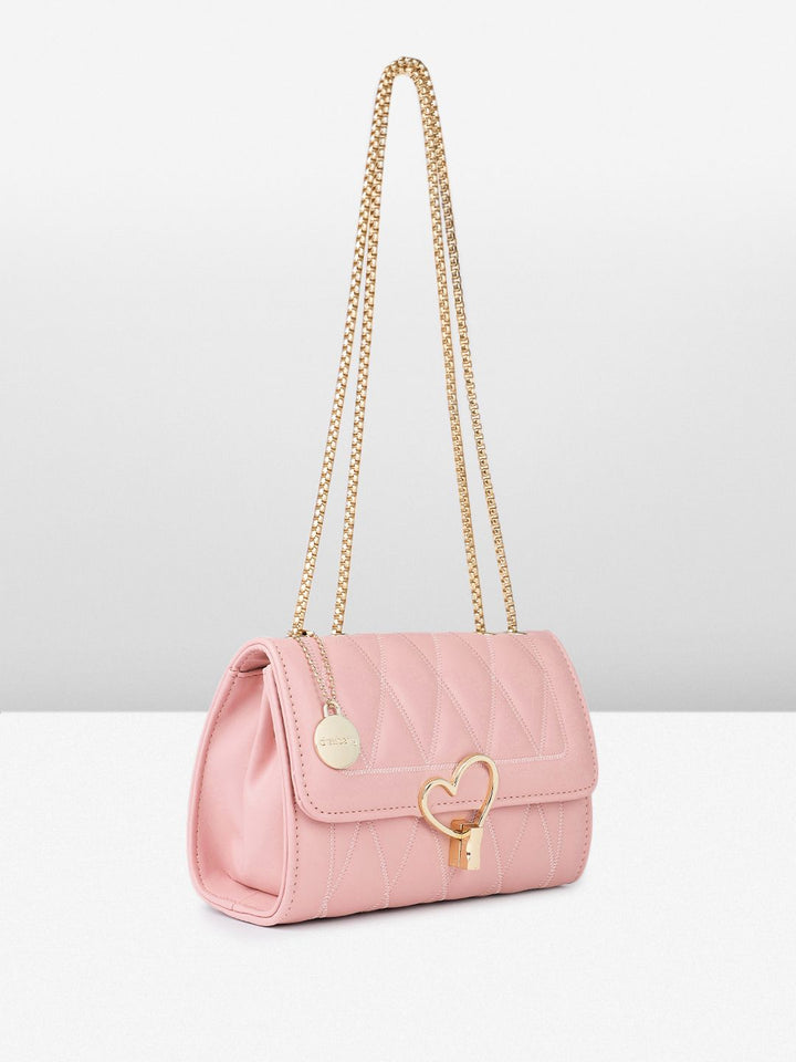 DressBerry Textured Structured Shoulder Bag with Quilted