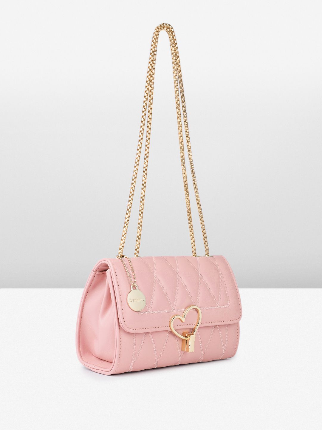 DressBerry Textured Structured Shoulder Bag with Quilted