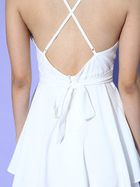 Berrylush Women Lovely White Solid Noughties Spaghetti Jumpsuit