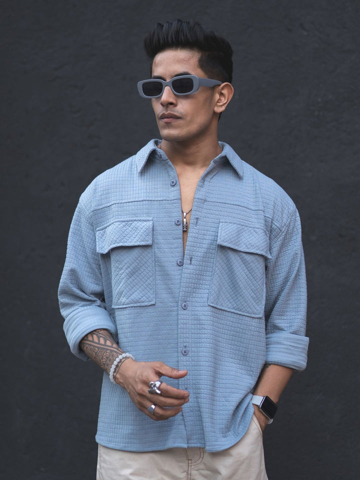 Powerlook India Slim Self Designed Spread Collar Casual Oversized Shirt
