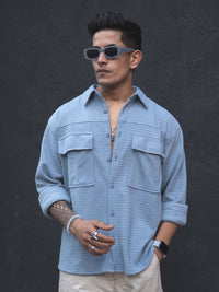 Powerlook India Slim Self Designed Spread Collar Casual Oversized Shirt