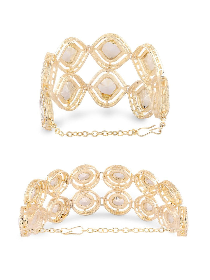 Zaveri Pearls Set of 2 Gold-Plated Austrian Diamonds Studded Wraparound Bracelets