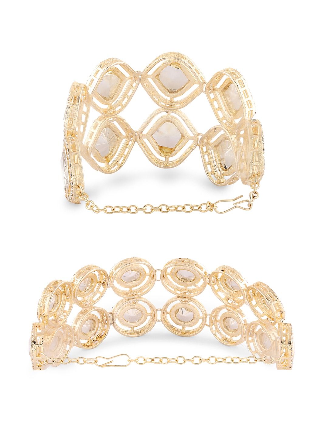 Zaveri Pearls Set of 2 Gold-Plated Austrian Diamonds Studded Wraparound Bracelets